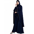Cape abaya with stone lacework- Navy Blue Cape abaya with stone lacework- Navy Blue